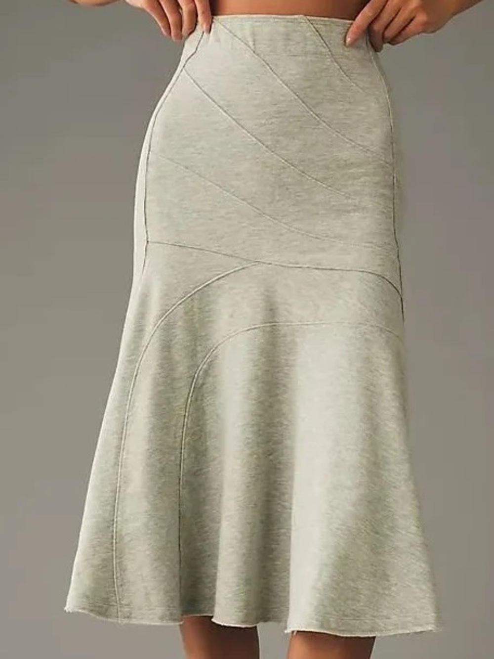 Anthropologie • NWT Light Gray Heather Flared Midi Skirt